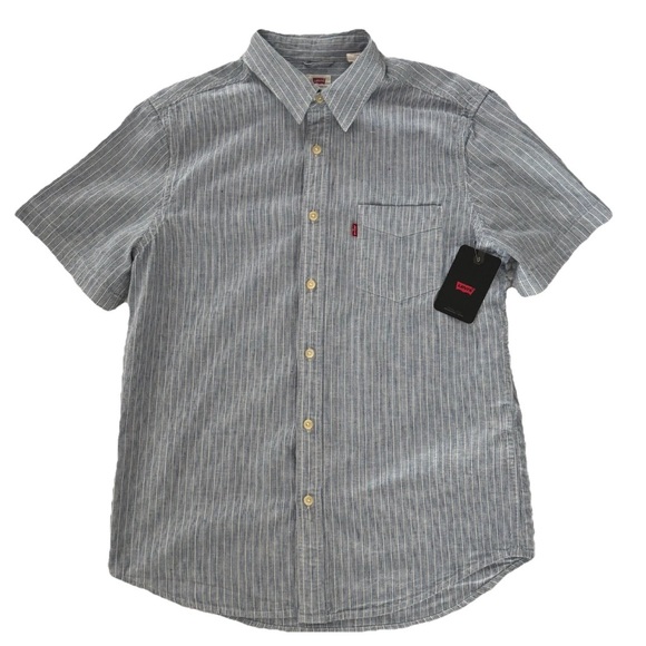 Levi’s Men's Medium Shirt Striped Button Down Y2K Retro Streetwear Casual Core - Picture 1 of 16